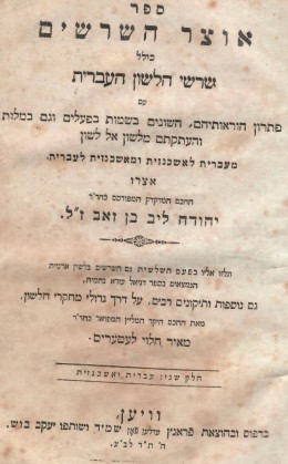 אוצר השרשים - שרשי הלשון העברית / כרכים א-ב. (וינה 1840)